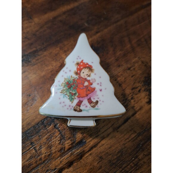 Lefton Hand Painted Christmas Kitsch coll Trinket‎ Candy Box #454p  Vintage - Picture 1 of 6